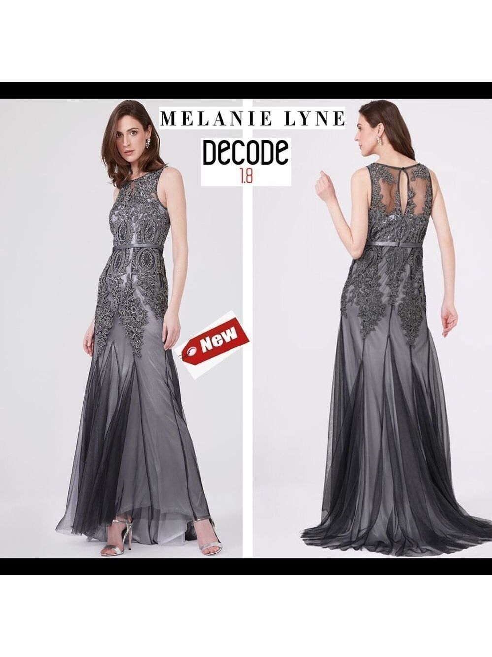 DECODE Soutache Lace Godet Prom Dress - Sleeveless, Silver Gray 🔥